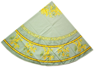 French Round Tablecloth Coated (mimosa. mint green)